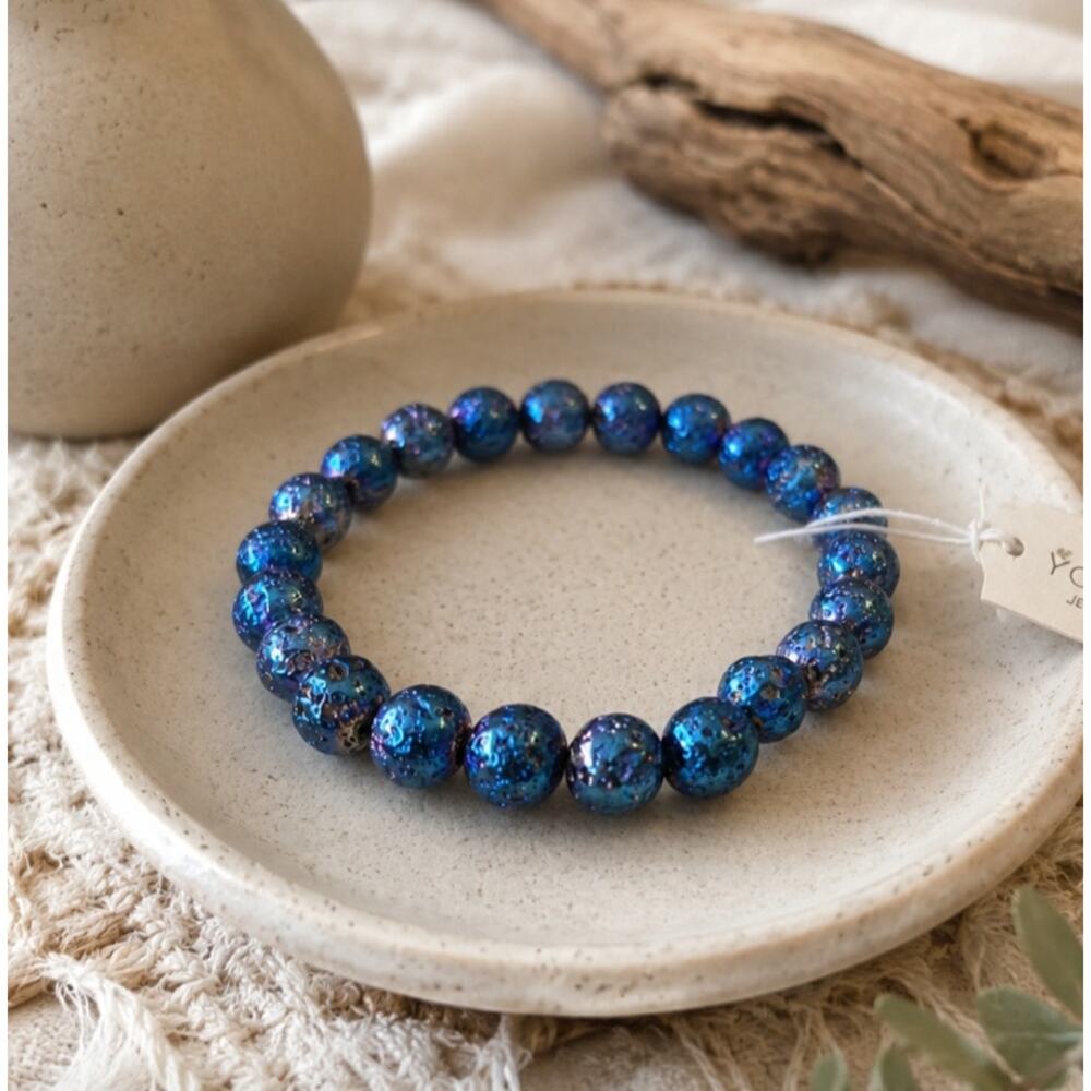 🔥 Pick 3 For $15 Pomina Blue Glitter Stretch Beaded Bracelet New